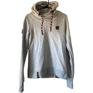 Naketano Hoodie Gray Cowl Neck Long Sleeve Pullover Sweatshirt Women's Size L